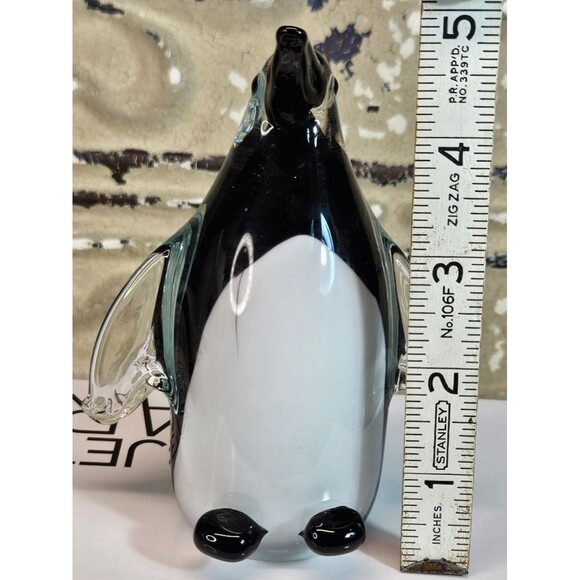 NIB Objets D'Art Solid Hand Blown Colored Glass Penguin Figurine 5" - Picture 8 of 10